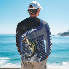 Load image into Gallery viewer, Largemouth Bass fishing Custom UV protection fishing long sleeve shirt, Bass Fishing jerseys | Blue NQS9351
