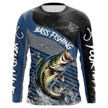 Load image into Gallery viewer, Largemouth Bass fishing Custom UV protection fishing long sleeve shirt, Bass Fishing jerseys | Blue NQS9351