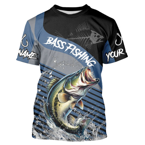 Largemouth Bass fishing Custom UV protection fishing long sleeve shirt, Bass Fishing jerseys | Blue NQS9351