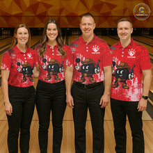 Load image into Gallery viewer, Custom Funny Cowboy Gunster Bowling Polo, 1/4 zip Shirts For Men, Bowling Team League Jerseys | Red NQS11625