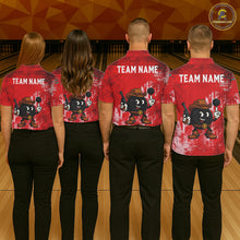 Load image into Gallery viewer, Custom Funny Cowboy Gunster Bowling Polo, 1/4 zip Shirts For Men, Bowling Team League Jerseys | Red NQS11625