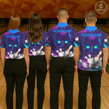 Load image into Gallery viewer, Purple and Blue Lightning Thunder Storm Skull Bowling Shirts For Women Custom Bowling Team Jerseys NQS11729