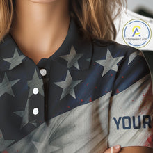 Load image into Gallery viewer, Personalized golf polos shirts for women American flag 4th July custom patriotic ladies golf wears NQS9945