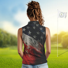 Load image into Gallery viewer, Personalized sleeveless golf polos shirts American flag 4th July custom patriotic ladies golf wears NQS9945