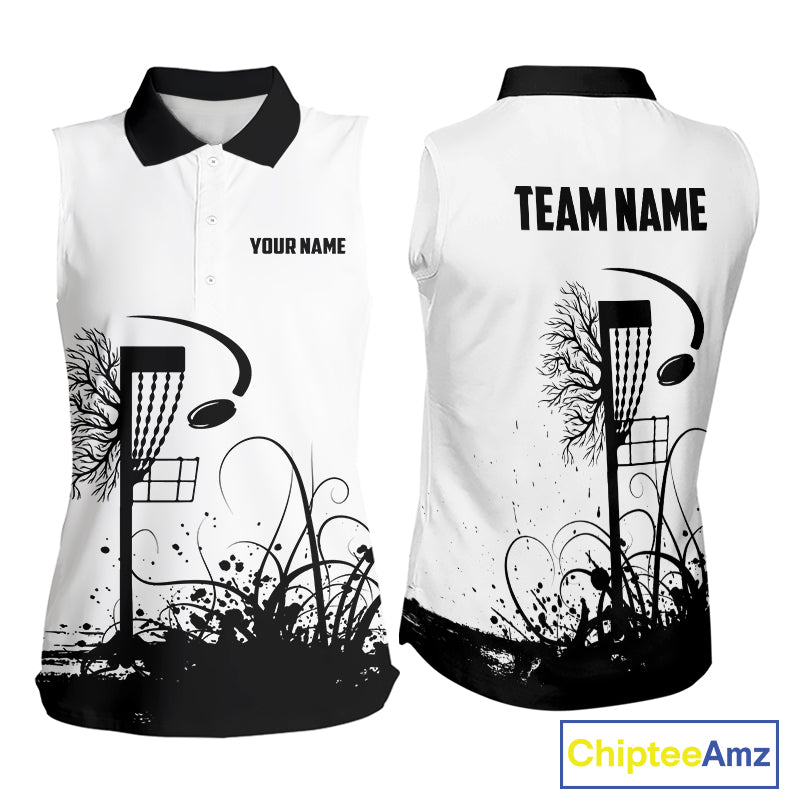 Black and White Disc Golf basket Disc golf sleeveless polo shirts Custom team disc golf outfit NQS9946