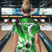 Load image into Gallery viewer, Green Light pattern Bowling Polo, Quarter Zip shirts for Women Custom Bowling Team League Jerseys NQS9949