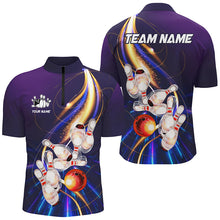 Load image into Gallery viewer, Purple light bowling jerseys Bowling Polo, 1/4 Zip Shirt for Men Custom Bowling Team shirts for bowler NQS8030