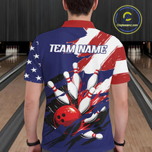 Load image into Gallery viewer, Red, White and Blue American flag Bowling Shirts for Men Custom Patriotic Bowling Team Outfit Uniform NQS10431