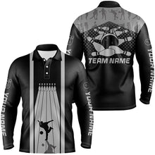 Load image into Gallery viewer, Black and Gray Retro Bowling Shirts For Men Custom team bowling jerseys, bowling clothes mens NQS8451
