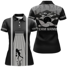 Load image into Gallery viewer, Black and Gray Retro Bowling Shirts For Women Custom team bowling jerseys, bowling clothes womens NQS8451