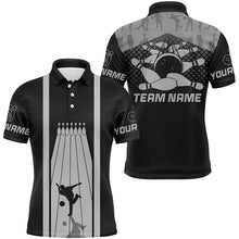 Load image into Gallery viewer, Black and Gray Retro Bowling Shirts For Men Custom team bowling jerseys, bowling clothes mens NQS8451