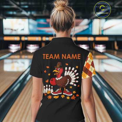 Funny Bowling Turkey Thanksgiving Women Bowling Shirt argyle pattern Custom Team Bowling Jersey NQS10848