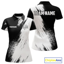 Load image into Gallery viewer, Custom Black and White Strike Bowling Shirts Women Polo, 1/4 Zip Bowling Team Jerseys Bowling League NQS11038