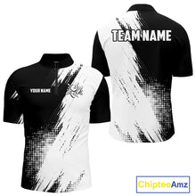 Load image into Gallery viewer, Custom Black and White Strike Bowling Shirts Men Polo, Quarter Zip Bowling Team Jersey Bowling League NQS11038