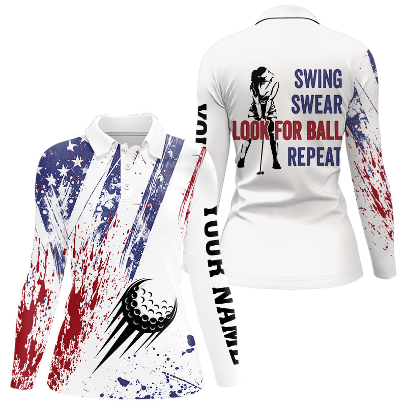 American flag patriotic Women golf polo shirt custom swing swear look for ball repeat ladies golf tops NQS9359