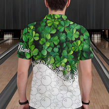 Load image into Gallery viewer, Bowling Shirts For Men custom Green clover white bowling camo St Patrick Day Bowling attire for mens NQS9501