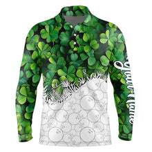 Load image into Gallery viewer, Bowling Shirts For Men custom Green clover white bowling camo St Patrick Day Bowling attire for mens NQS9501