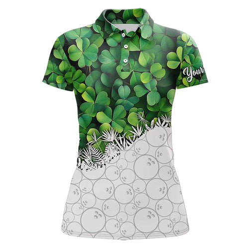 Women Bowling Shirts custom Green clover white bowling camo St Patrick Day Bowling attire for ladies NQS9501