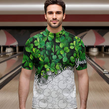 Load image into Gallery viewer, Bowling Shirts For Men custom Green clover white bowling camo St Patrick Day Bowling attire for mens NQS9501