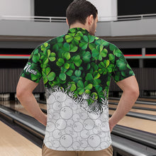 Load image into Gallery viewer, Bowling Shirts For Men custom Green clover white bowling camo St Patrick Day Bowling attire for mens NQS9501