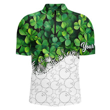 Load image into Gallery viewer, Bowling Shirts For Men custom Green clover white bowling camo St Patrick Day Bowling attire for mens NQS9501