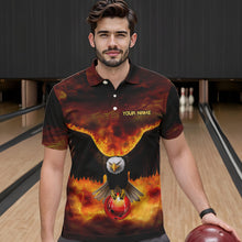 Load image into Gallery viewer, Personalized Flame Eagle Custom Bowling Team Shirts For Mens, Fire Eagle Bowling League Jersey NQS9512