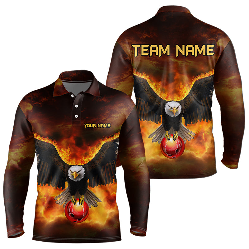 Personalized Flame Eagle Custom Bowling Team Shirts For Mens, Fire Eagle Bowling League Jersey NQS9512