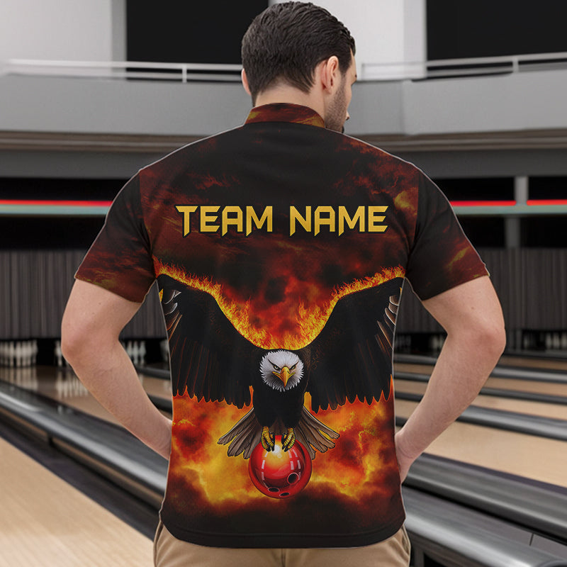 Personalized Flame Eagle Custom Bowling Team Shirts For Mens, Fire Eagle Bowling League Jersey NQS9512