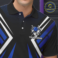 Load image into Gallery viewer, Black and Blue Flame Bowling Shirts For Men, Team Bowling Shirts Custom bowling attire for men NQS11634
