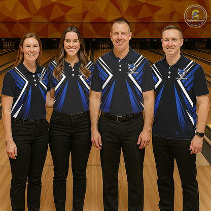 Black and Blue Flame Bowling Shirts For Men, Team Bowling Shirts Custom bowling attire for men NQS11634