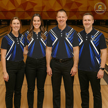 Load image into Gallery viewer, Black and Blue Flame Bowling Shirts For Men, Team Bowling Shirts Custom bowling attire for men NQS11634