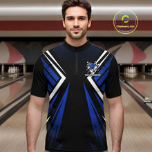Load image into Gallery viewer, Black and Blue Flame Bowling Shirts For Men, Team Bowling Shirts Custom bowling attire for men NQS11634