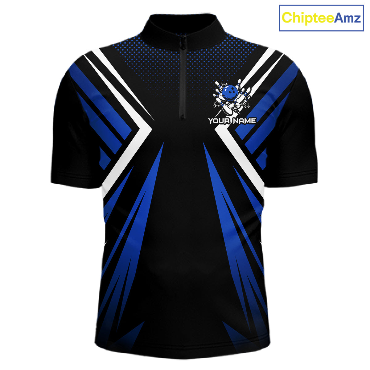 Black and Blue Flame Bowling Shirts For Men, Team Bowling Shirts Custom bowling attire for men NQS11634