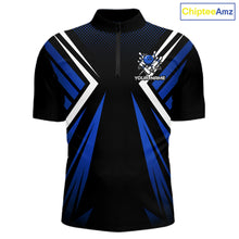 Load image into Gallery viewer, Black and Blue Flame Bowling Shirts For Men, Team Bowling Shirts Custom bowling attire for men NQS11634