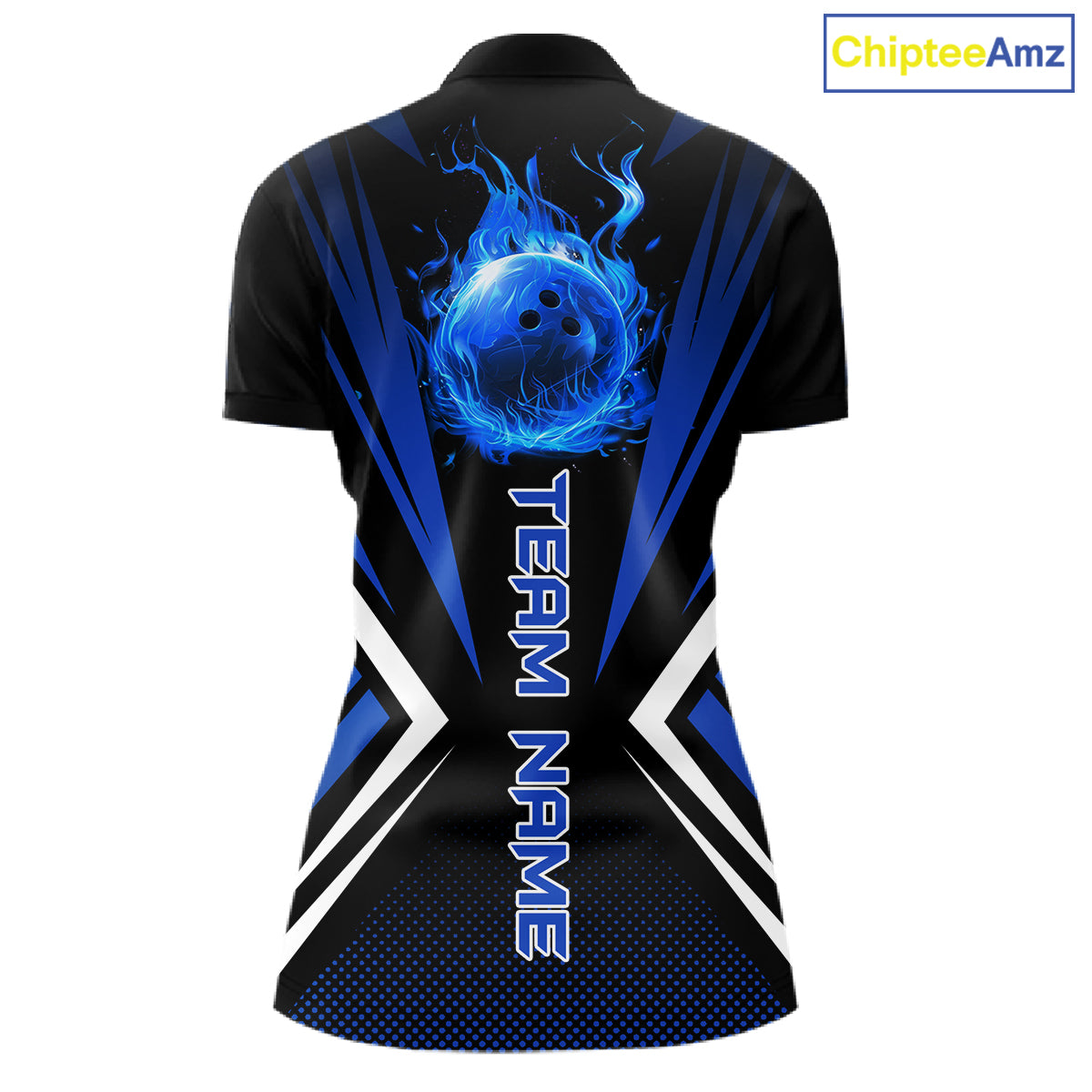 Black and Blue Flame Bowling Shirts For Women, Team Bowling Shirts Custom bowling attire for ladies NQS11634