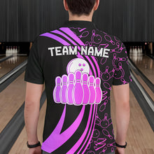 Load image into Gallery viewer, Black Mens bowling shirts Custom Pink neon team league bowling jerseys, gifts for bowlers NQS9668