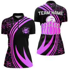 Load image into Gallery viewer, Black Women bowling shirts Custom Pink neon team league bowling jerseys, gifts for bowlers NQS9668