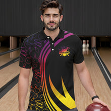 Load image into Gallery viewer, Black Mens bowling shirts Custom Colorful neon team league bowling jerseys, gifts for bowlers NQS9669