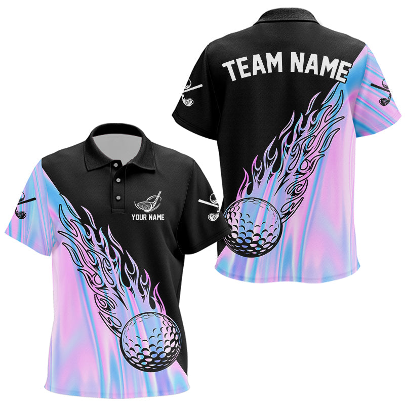Hologram Flame Golf ball Polo Shirts For Kid Custom Golf Team Shirts Golfer Outfit NQS9674