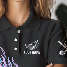 Load image into Gallery viewer, Hologram Flame Golf ball Polo Shirts For Women Custom Golf Team Shirts Golfer Outfit NQS9674