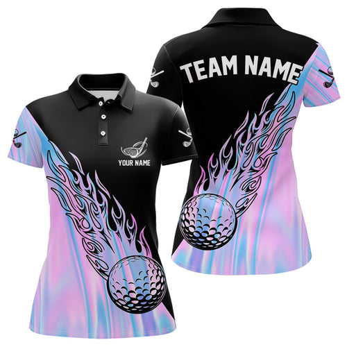 Hologram Flame Golf ball Polo Shirts For Women Custom Golf Team Shirts Golfer Outfit NQS9674