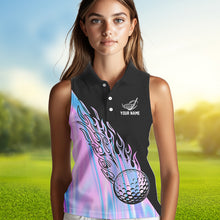 Load image into Gallery viewer, Hologram Flame Golf ball Sleeveless Polo Shirts For Women Custom Golf Team Shirts Golfer Outfit NQS9674
