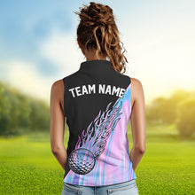 Load image into Gallery viewer, Hologram Flame Golf ball Sleeveless Polo Shirts For Women Custom Golf Team Shirts Golfer Outfit NQS9674