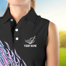 Load image into Gallery viewer, Hologram Flame Golf ball Sleeveless Polo Shirts For Women Custom Golf Team Shirts Golfer Outfit NQS9674