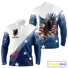 Load image into Gallery viewer, Red, White and Blue American Flag Eagle Custom Men golf polo shirt, patriotic golf outfit for men NQS10104