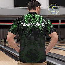 Load image into Gallery viewer, Black and Green Lightning Thunder Lion Bowling Shirt For Men Custom Lion Bowling Team Jerseys NQS11044