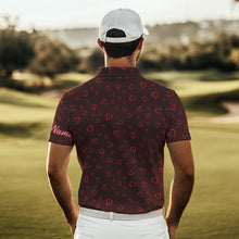 Load image into Gallery viewer, Funny Flamingo red heart pattern Mens golf polo shirts custom Valentine golf tops gifts for him NQS9366