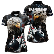 Load image into Gallery viewer, Personalized Eagle American flag Bowling Team Shirts For Women Custom Patriotic Bowling League Jersey NQS9520