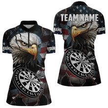 Load image into Gallery viewer, Personalized Eagle American flag Dart Polo, Quarter Zip Shirt for Women Custom Patriotic Darts Jersey NQS9521
