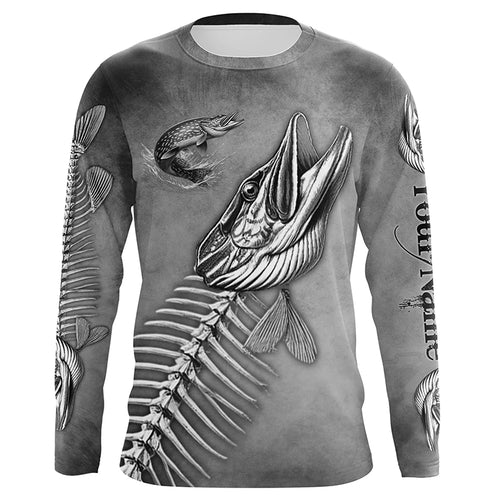 Northern Pike Fishing fish skull UV protection Customize name long sleeves fishing shirts NQS1427